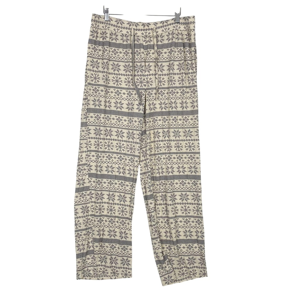 Kate Quinn Pajama Pants Womens Large Ivory Fair Isle Bamboo Lounge Christmas